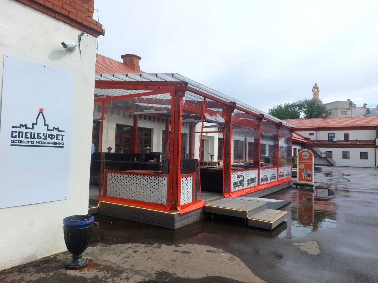ПВХ шторы для летней террасы кафе в Веневе